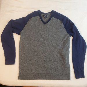 Rye raglan sweater Vneck shirt gray navy blue XL